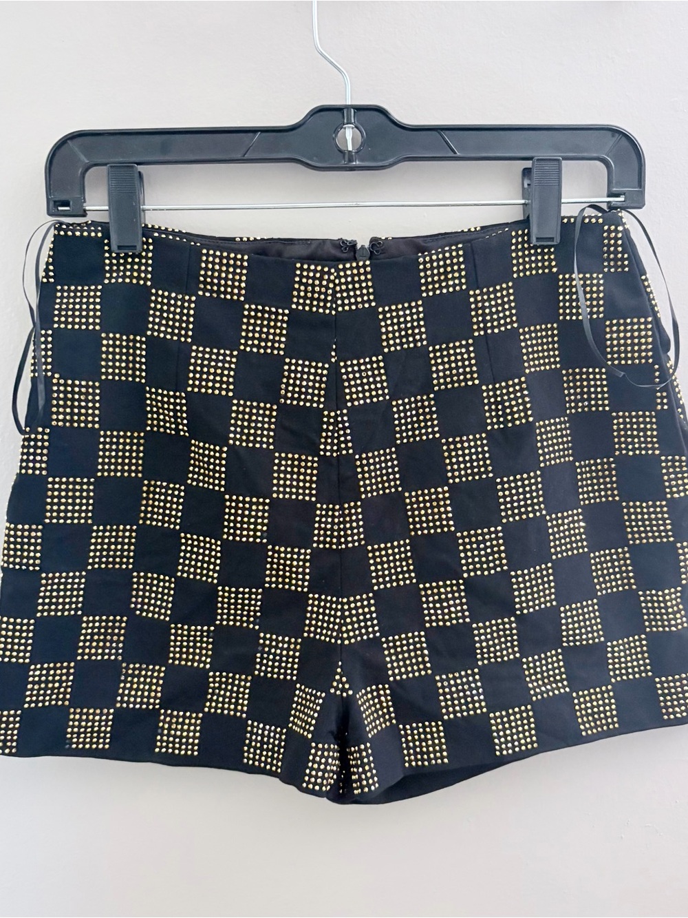 Cloud Ten Gold Studded Checkerboard High Waist Shorts Size M EUC